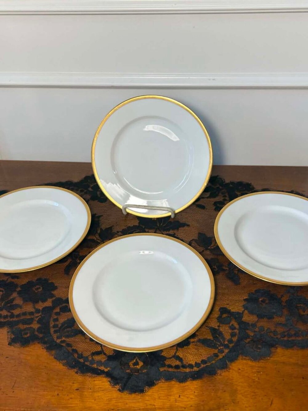 Paul Müller Selb Bavaria gold band porcelain salad plates
